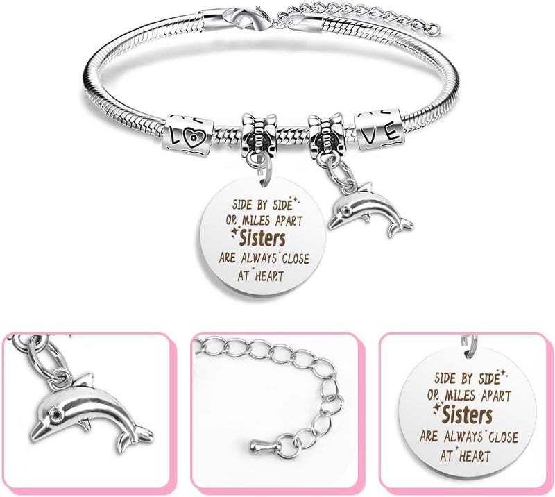 EGHTvmok Sister Birthday Gifts Christmas Mothers Day Sisters Graduation Valentines Bracelet Sunflower,Butterfly,Elephant - Image 2